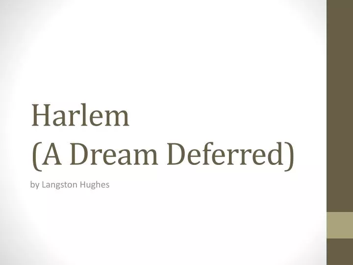 harlem a dream deferred