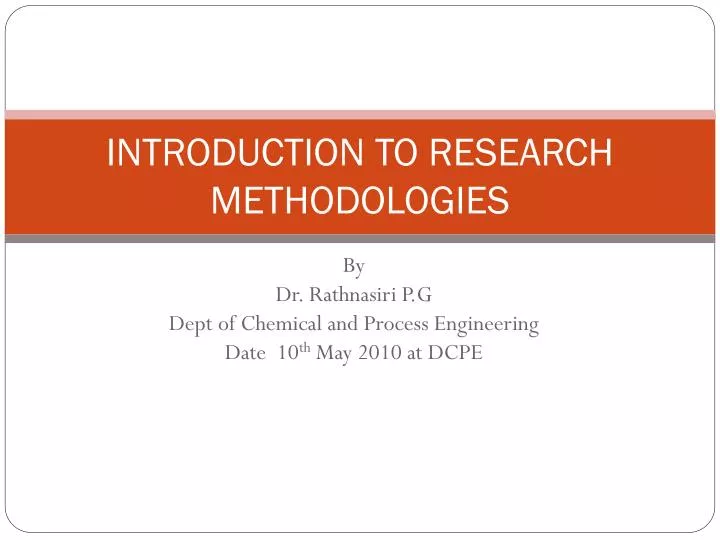 introduction to research methodologies