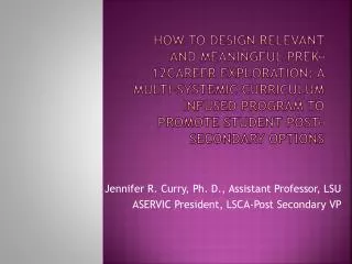 Jennifer R. Curry, Ph. D., Assistant Professor, LSU ASERVIC President, LSCA-Post Secondary VP
