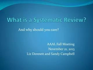 What is a Systematic Review?