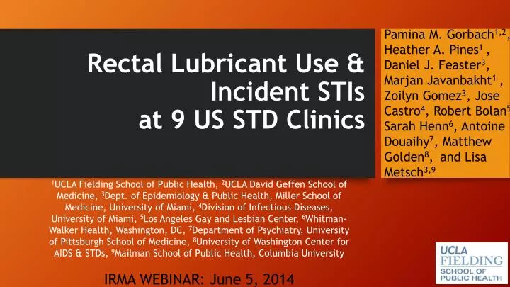 rectal lubricant use incident stis at 9 us std clinics