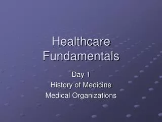 Healthcare Fundamentals