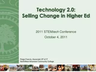 Technology 2.0: Selling Change in Higher Ed