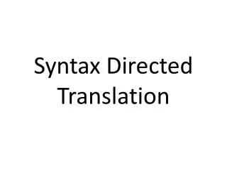 syntax directed translation