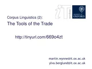 Corpus Linguistics: session 2