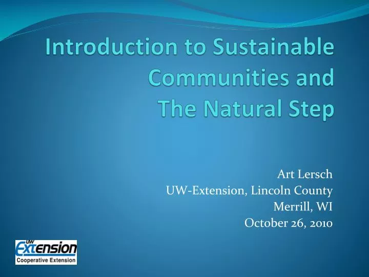 introduction to sustainable communities and the natural step