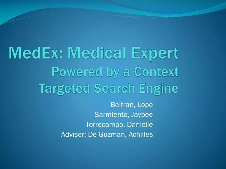 medex medical expert powered by a context targeted search engine