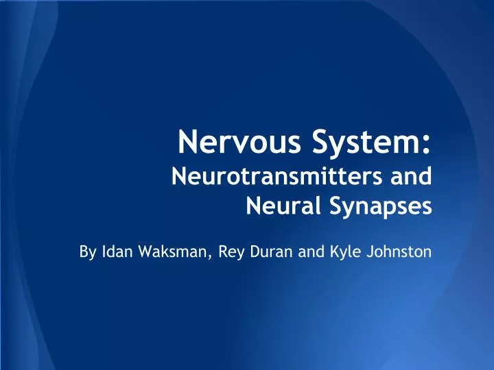 nervous system neurotransmitters and neural synapses