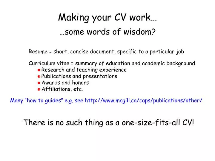 making your cv work