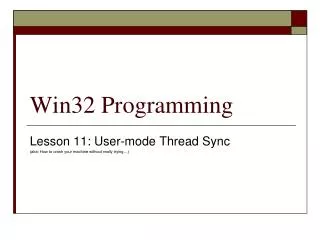 Win32 Programming