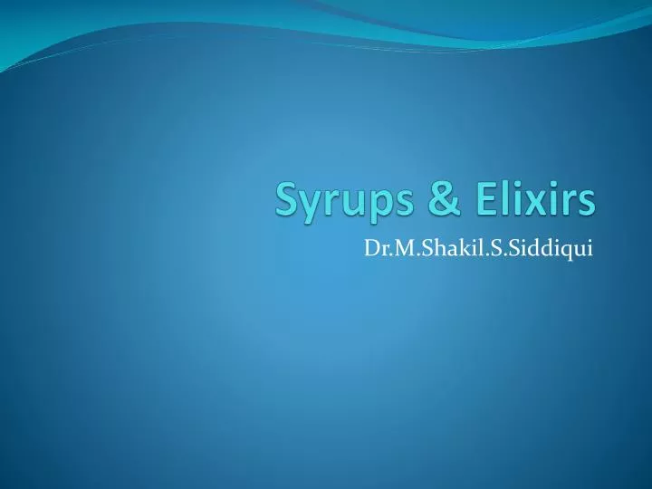 syrups elixirs