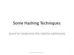 Some H ashing Techniques - slide 1