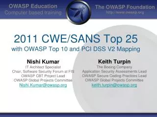 2011 CWE/SANS Top 25 with OWASP Top 10 and PCI DSS V2 Mapping
