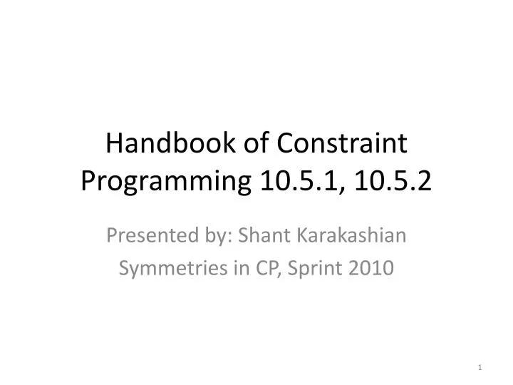 handbook of constraint programming 10 5 1 10 5 2
