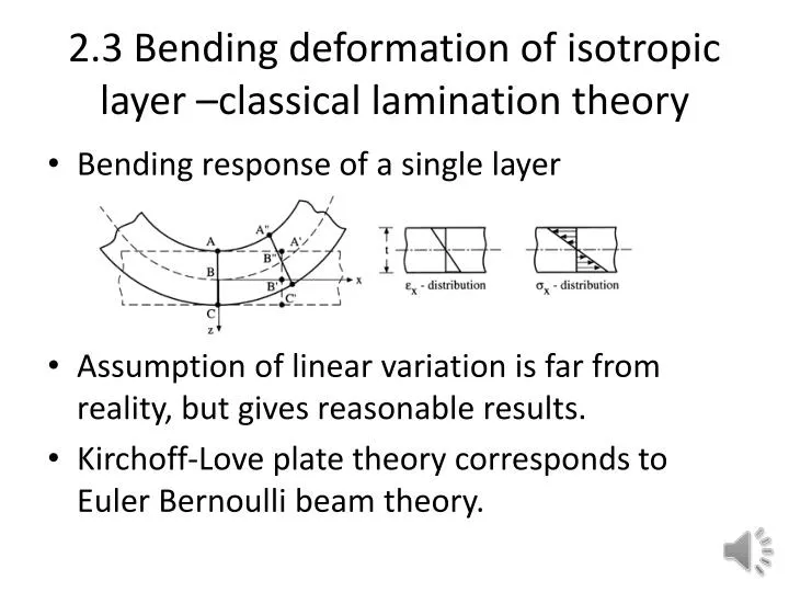2 3 bending deformation of isotropic layer classical lamination theory