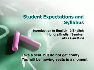 Student Expectations and Syllabus
