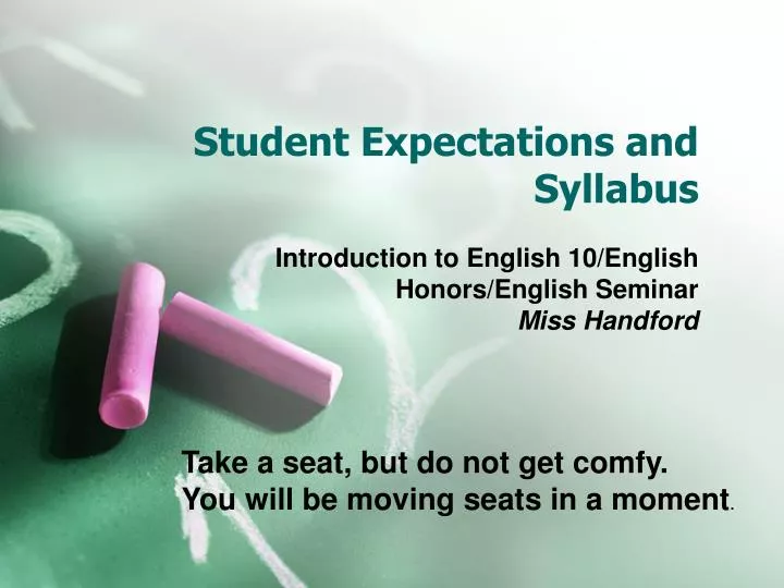 student expectations and syllabus