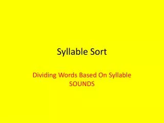 Syllable Sort