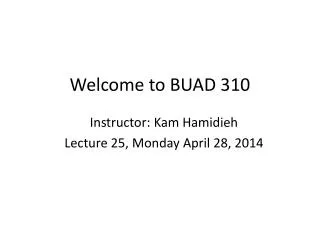 Welcome to BUAD 310