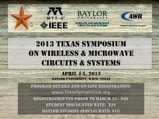 Program details and on-line registration: TexasSymposium
