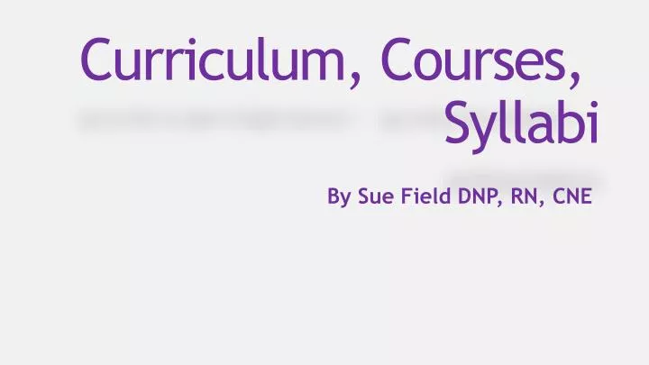 curriculum courses syllabi