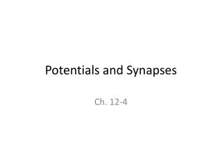 Potentials and Synapses