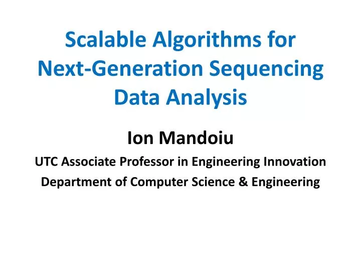 scalable algorithms for next generation sequencing data analysis