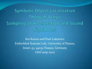 Symbolic Object Localization Through Active Sampling of Acceleration and Sound Signatures