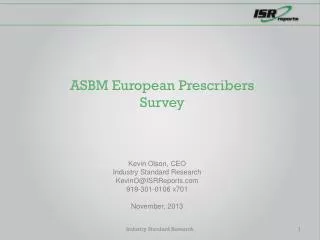 ASBM European Prescribers Survey