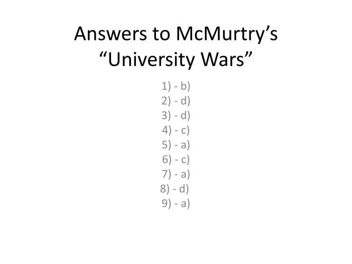 answers to mcmurtry s university wars
