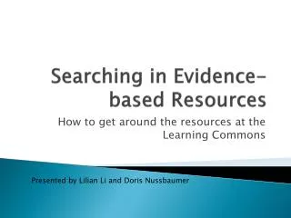 Searching in Evidence-based Resources