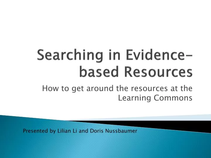searching in evidence based resources