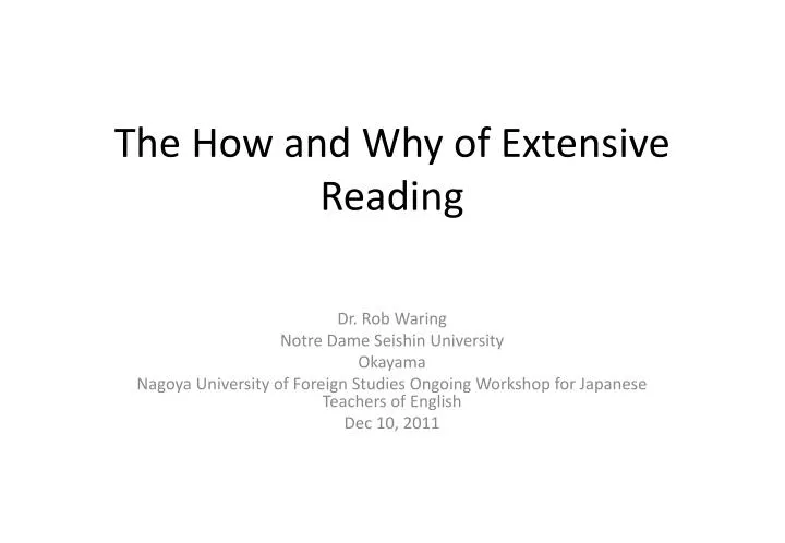 the how and why of extensive reading