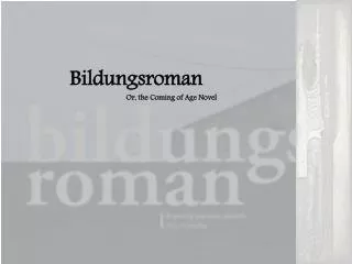 Bildungsroman 	Or, the Coming of Age Novel