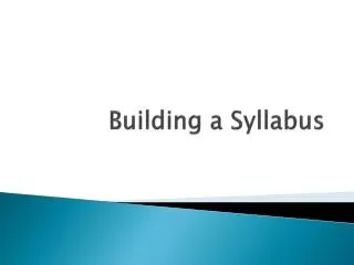 Building a Syllabus