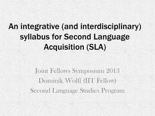 an integrative and interdisciplinary syllabus for second language acquisition sla