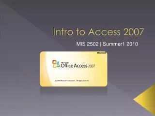 Intro to Access 2007