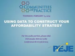 Thursday, february 13, 2014 using data to construct your affordability strategy