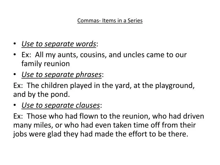 commas items in a series