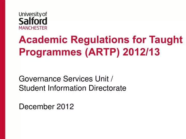 academic regulations for taught programmes artp 2012 13