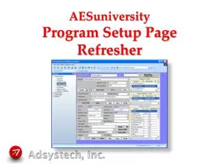 AESuniversity Program Setup Page Refresher