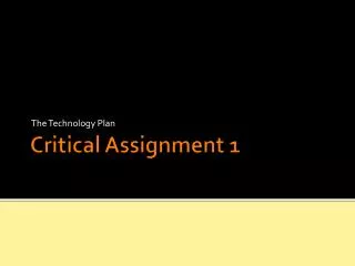 Critical Assignment 1