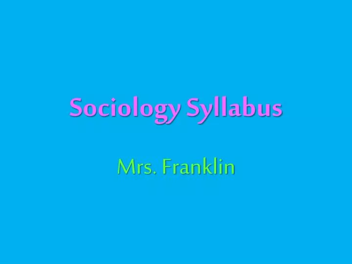 sociology syllabus