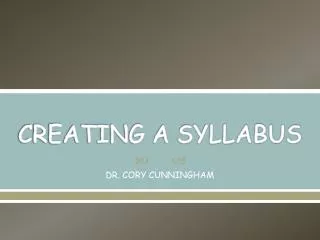 CREATING A SYLLABUS