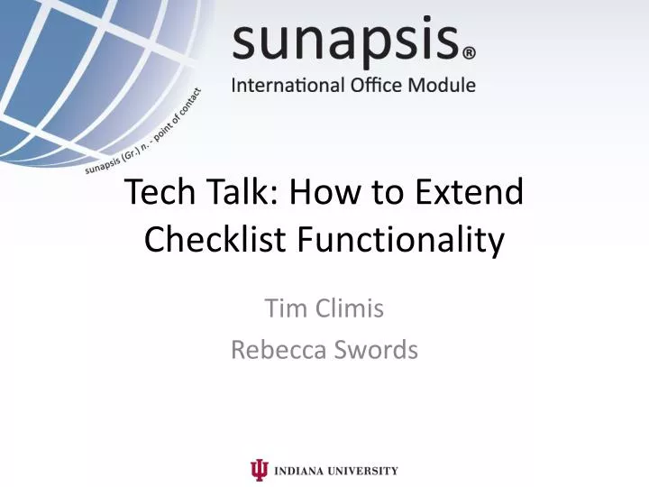 tech talk how to extend checklist functionality