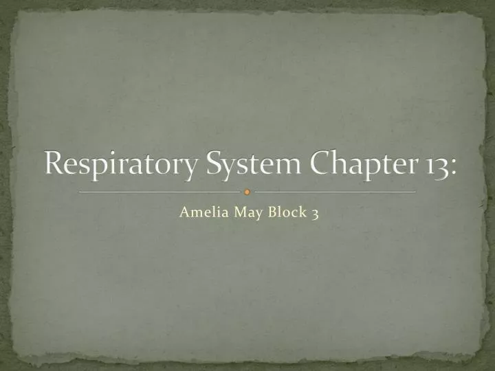 respiratory system chapter 13