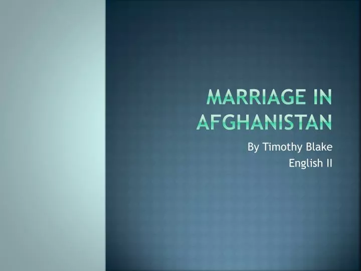marriage in afghanistan