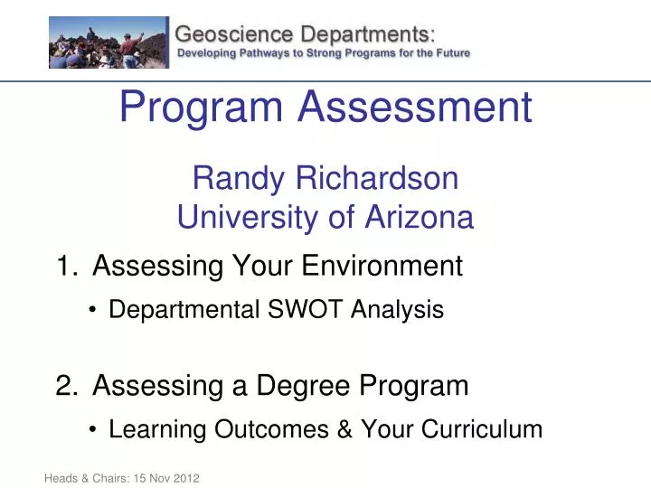 program assessment randy richardson university of arizona