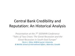 Central Bank Credibility and Reputation: An Historical Analysis