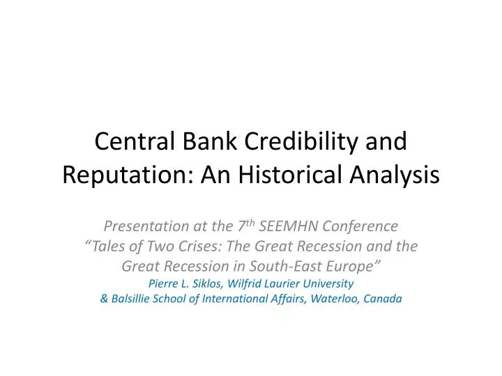 central bank credibility and reputation an historical analysis